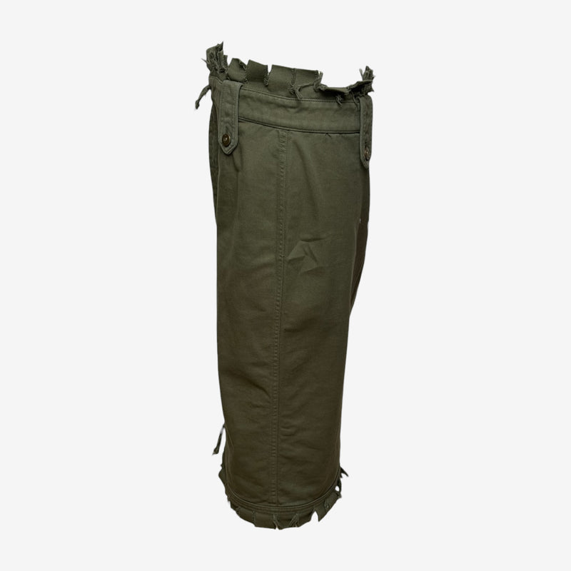Alexander McQueen S/S 2003 Khaki Raw-Edge Frayed Pencil Skirt