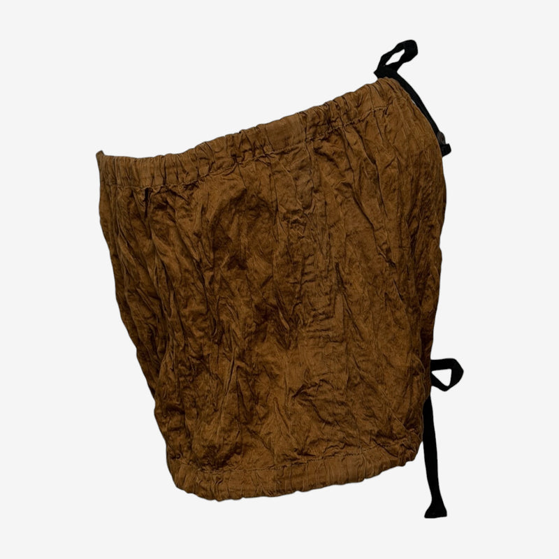 Prada S/S 2009 Brown Crinkled Strapless Bandeau Top