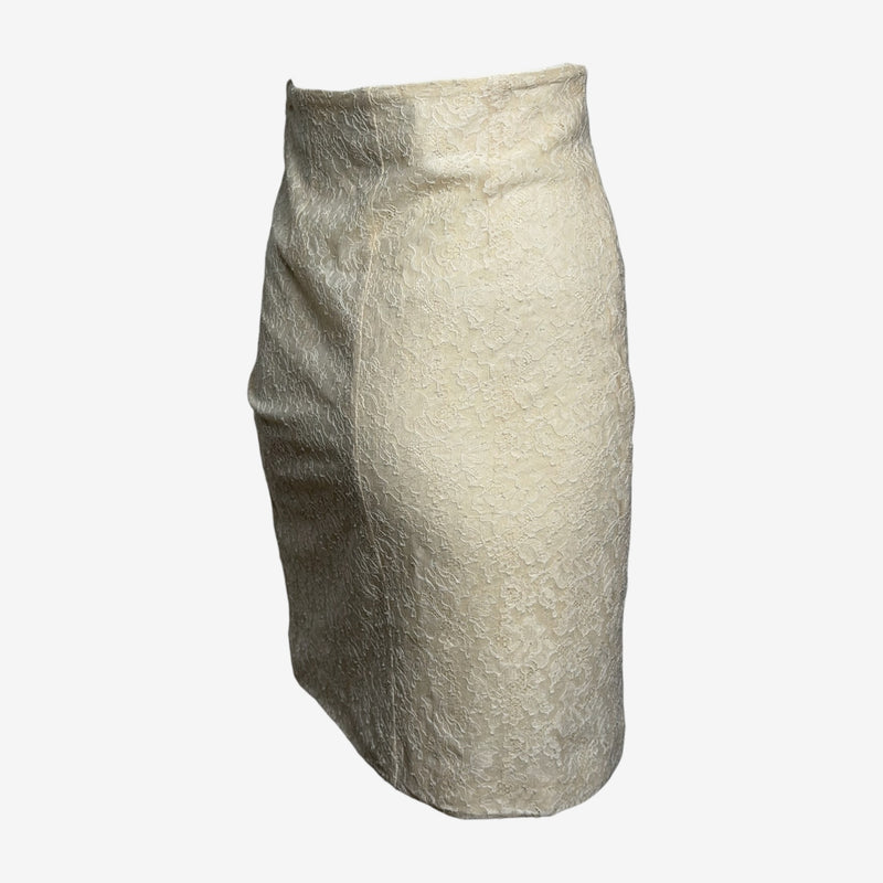 Christian Dior by John Galliano S/S 1998 Ivory Lace Pencil Skirt