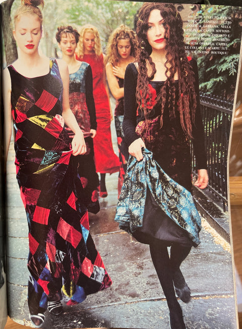 Dolce & Gabbana F/W 1994 Patchwork Velvet Slip Gown
