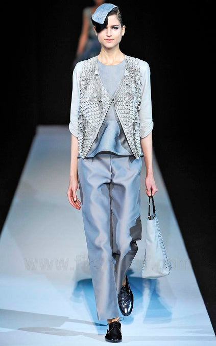 Giorgio Armani S/S 2013 Woven Leather Strip Jacket