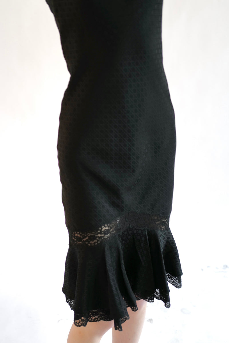 Christian Dior by John Galliano S/S 1999 Black Jacquard Lace-Trimmed Slip Dress