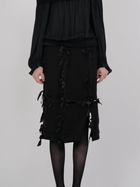 Yves Saint Laurent by Tom Ford F/W 2002 Ribbon Tie Silk Skirt