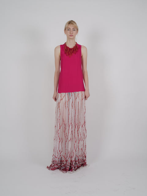Gianni Versace F/W 1999 Beaded Coral Necklace Evening Gown