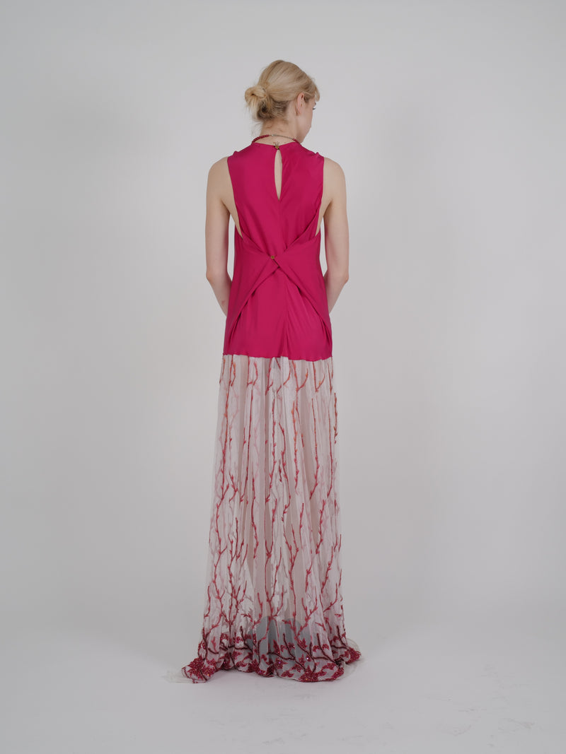Gianni Versace F/W 1999 Beaded Coral Necklace Evening Gown