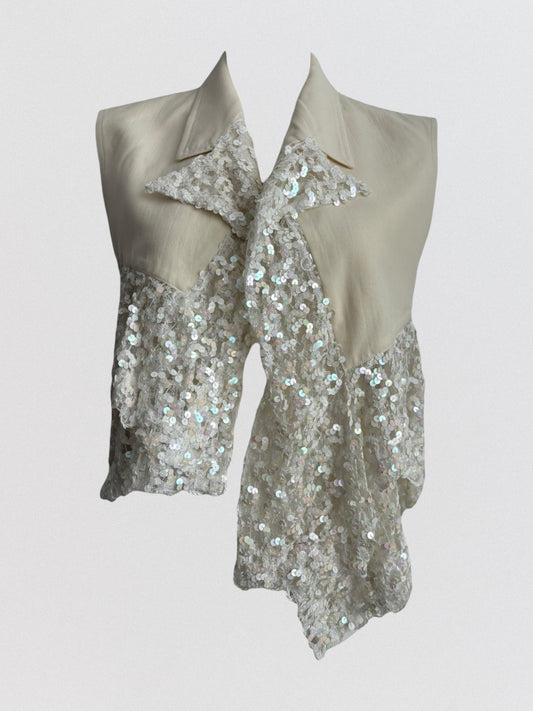 Comme Des Garçons Spring 1991 Sequins White Vest