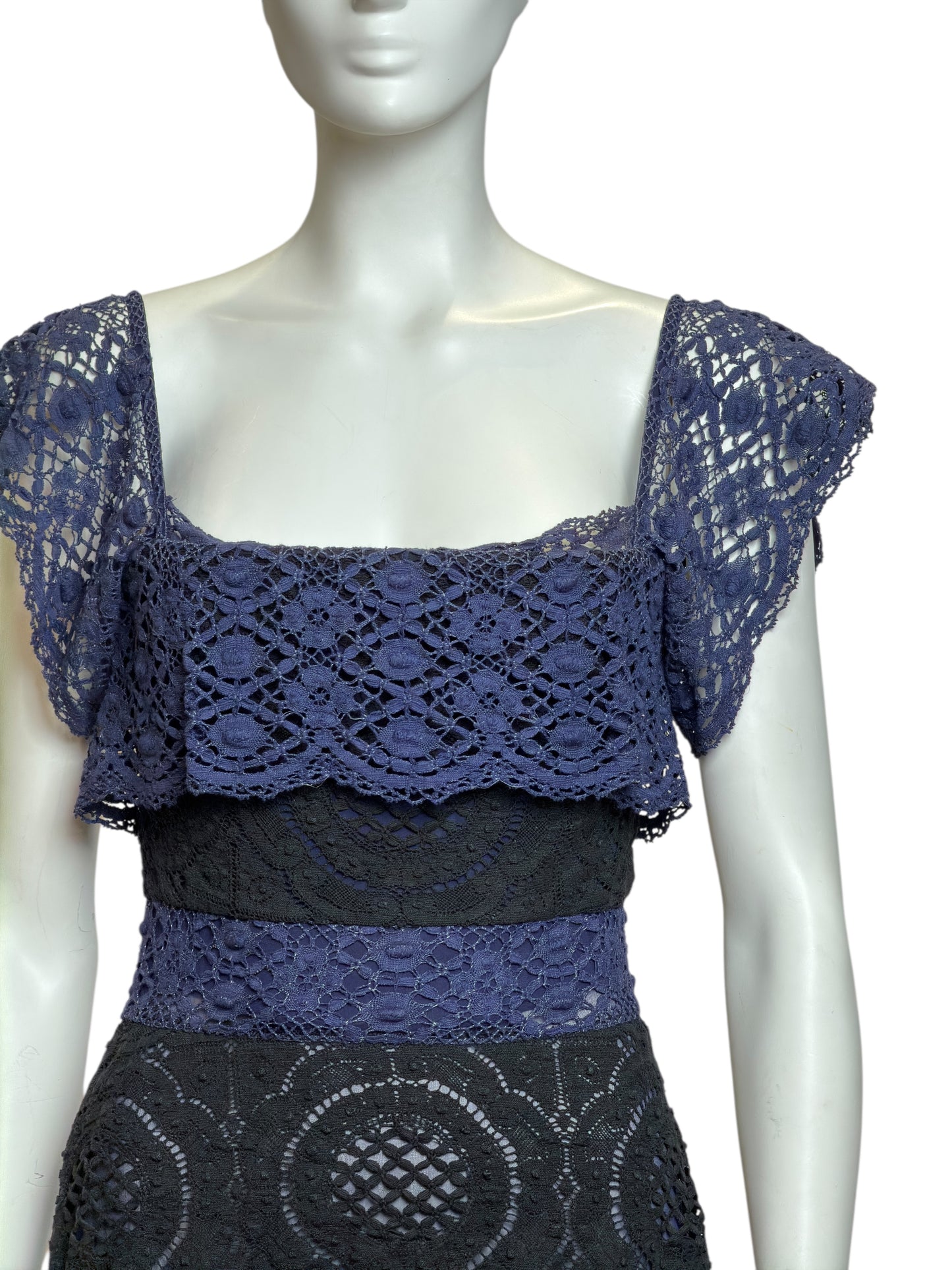 Vivienne Westwood S/S 2002 Runway Corseted Black and Blue Lace Dress