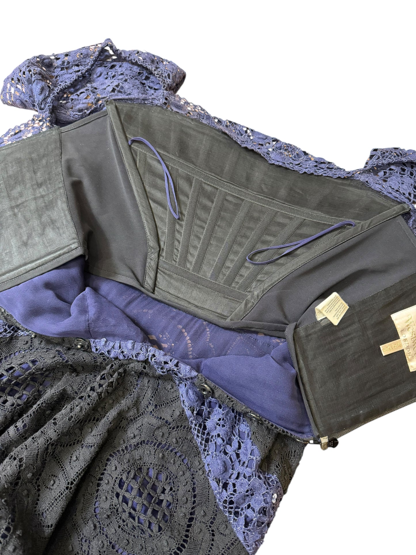 Vivienne Westwood S/S 2002 Runway Corseted Black and Blue Lace Dress