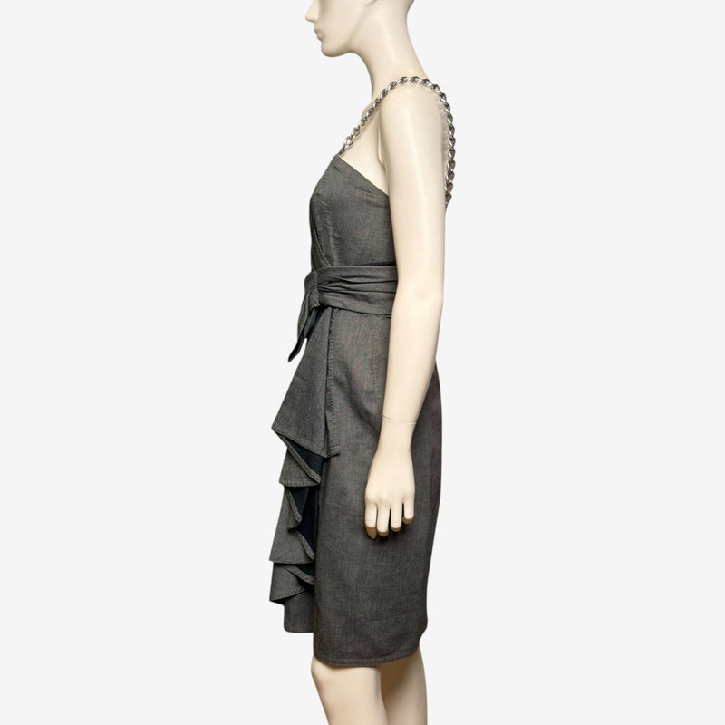 Gianni Versace grey dress back closure detail with invisible zip