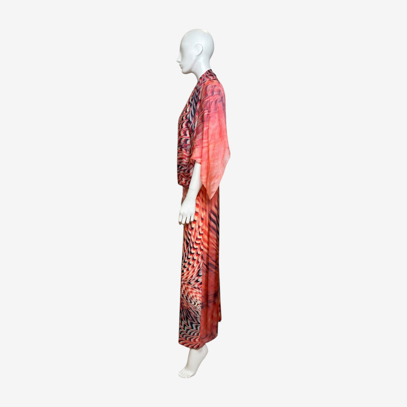 Tie-dye slip dress by Roberto Cavalli, ankle-length with coordinating silk chiffon shawl