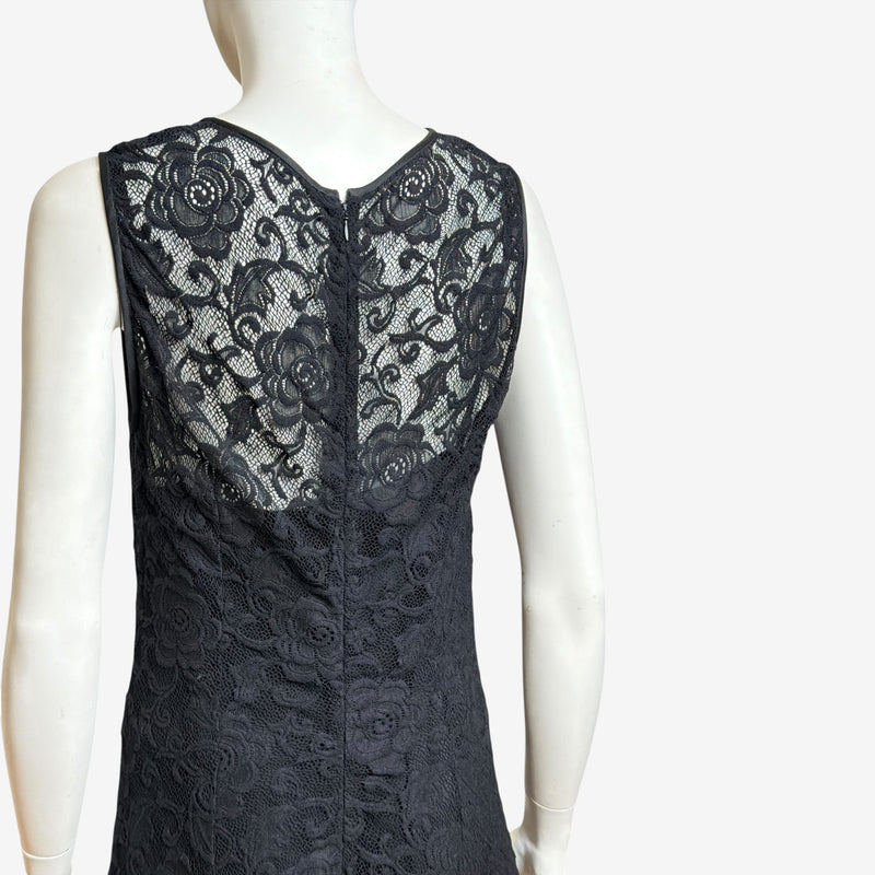 Black lace long gown by Dolce & Gabbana, floor-length view of complete silhouette