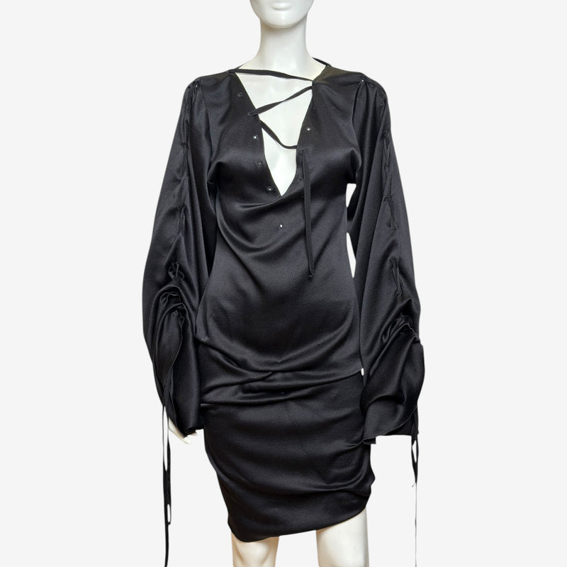 Black silk mini dress by Tom Ford for Gucci, back detail view