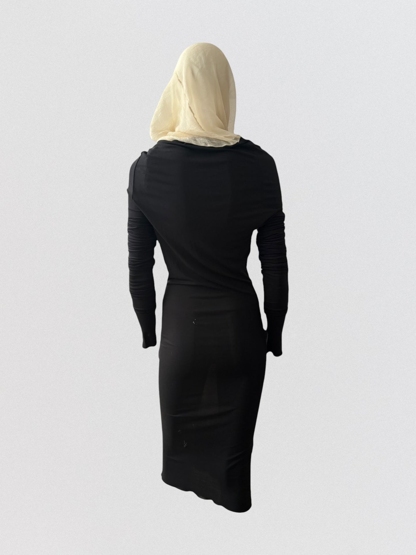 Jean Paul Gaultier Silk Hodded Sheer Black Dress