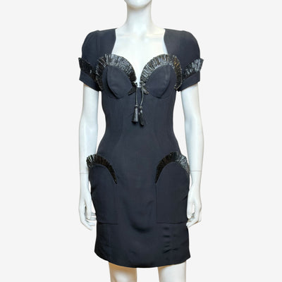Thierry Mugler S/S 1995 Raffia Embellished Bustier Dress
