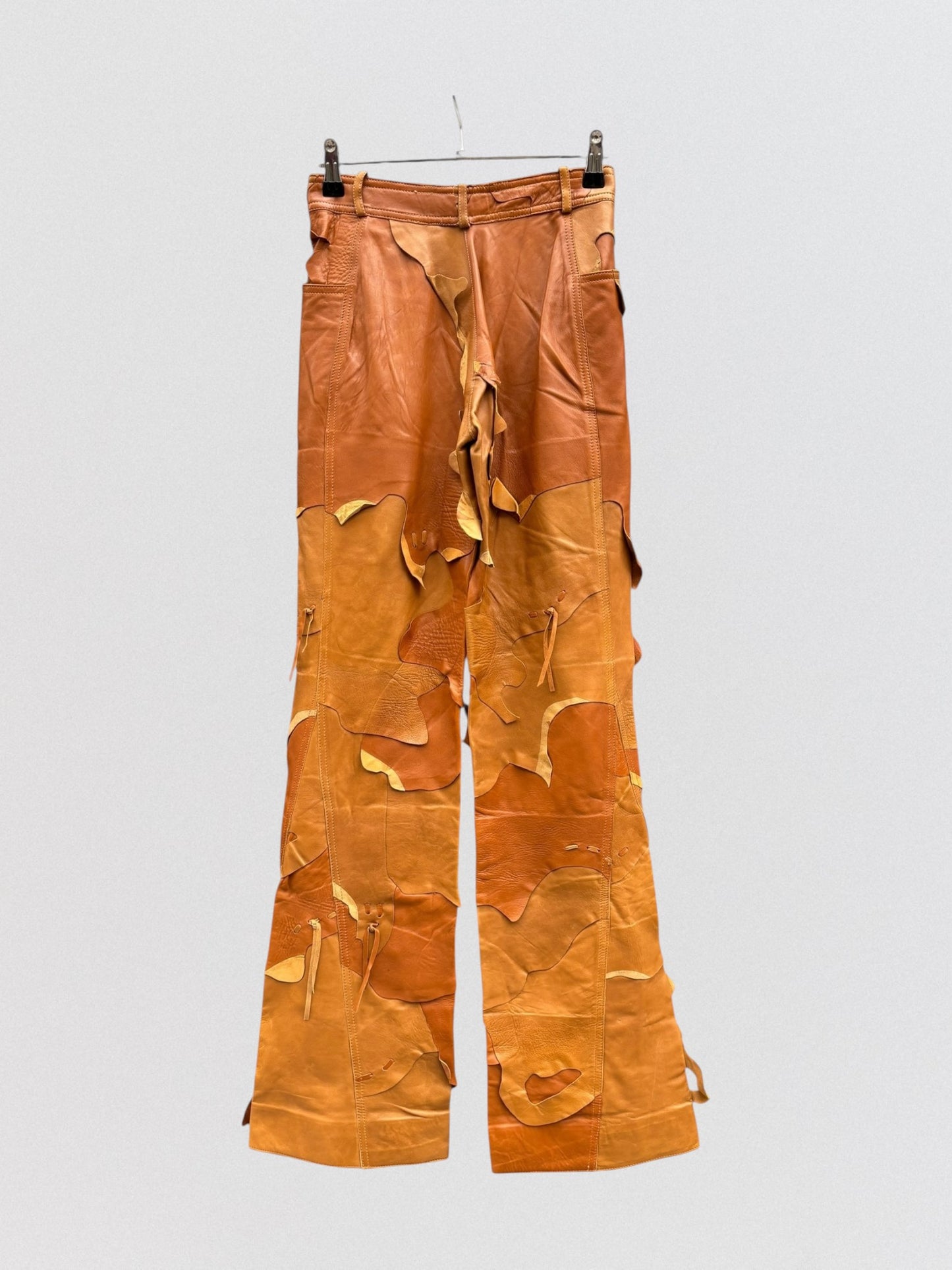 Christian Dior by John Galliano Fall 2001  Sample Runway Patchwork Flared Leather Pants