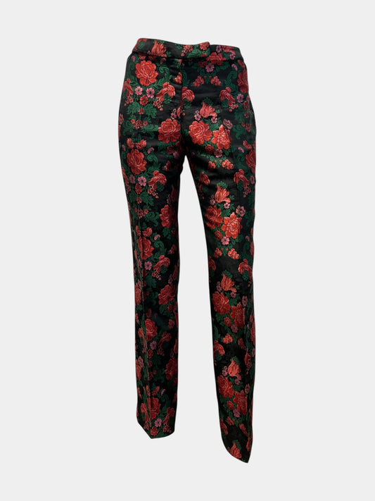 Dolce Gabbana FW97 Rose Printed Jacquard Slim Tailored Pants