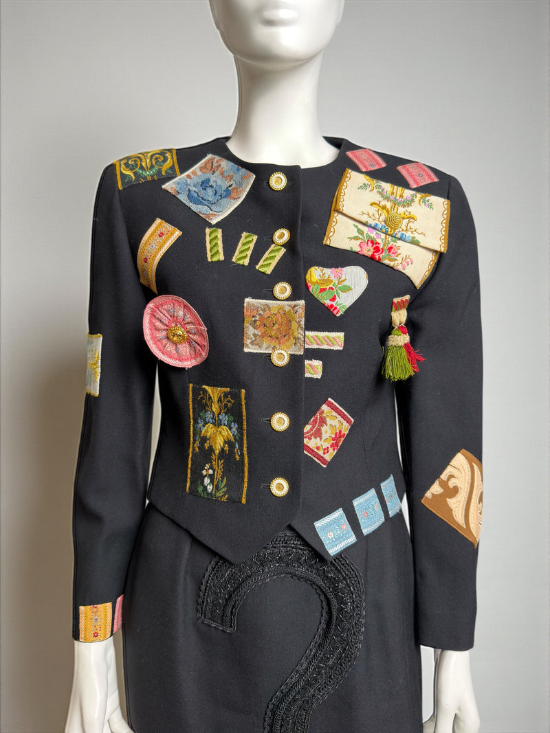 Black Moschino Couture skirt with embellished question mark design detail