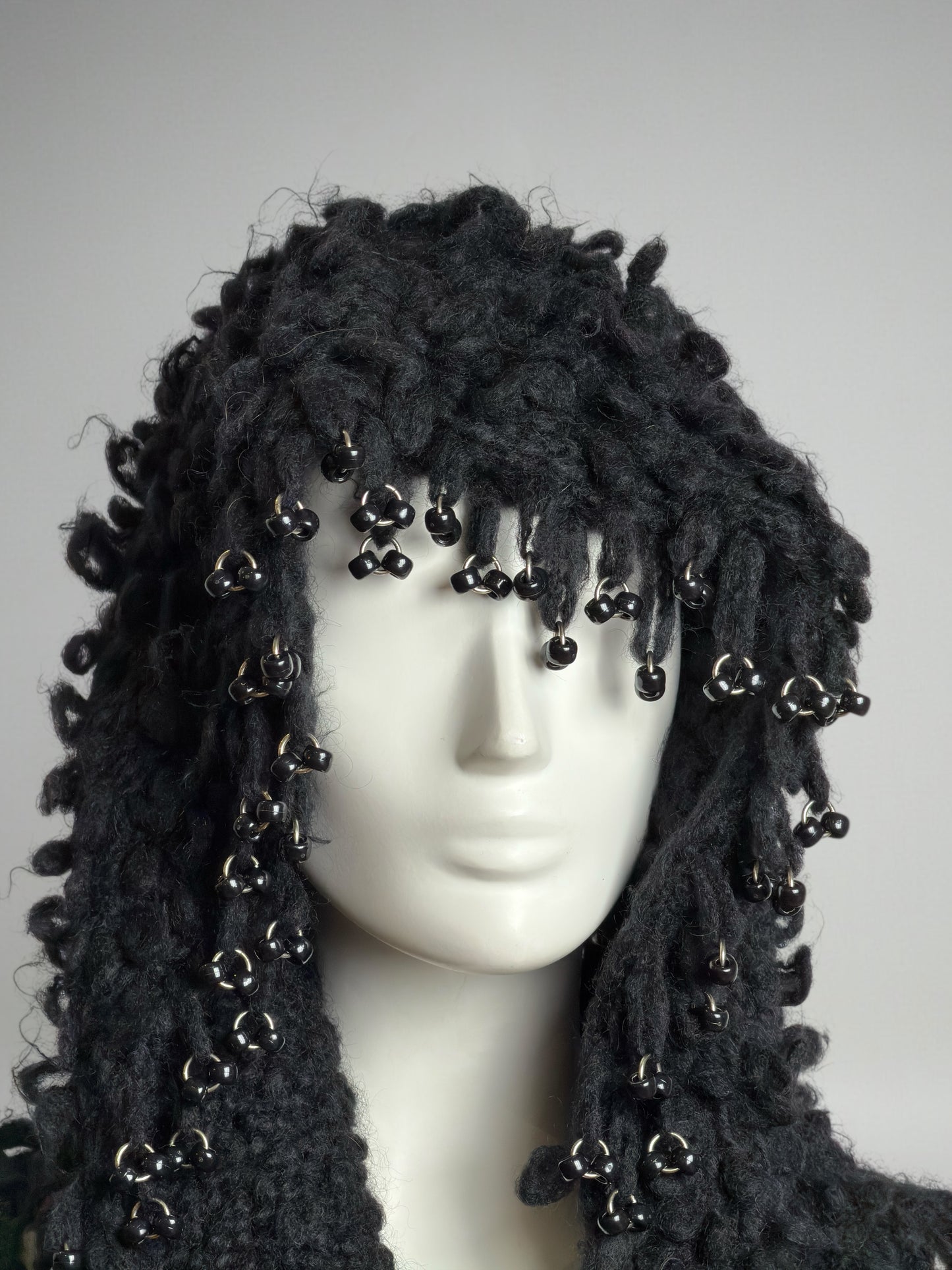 Paco Rabanne Fall 2002 Piercing Wool Black Hooded Coat