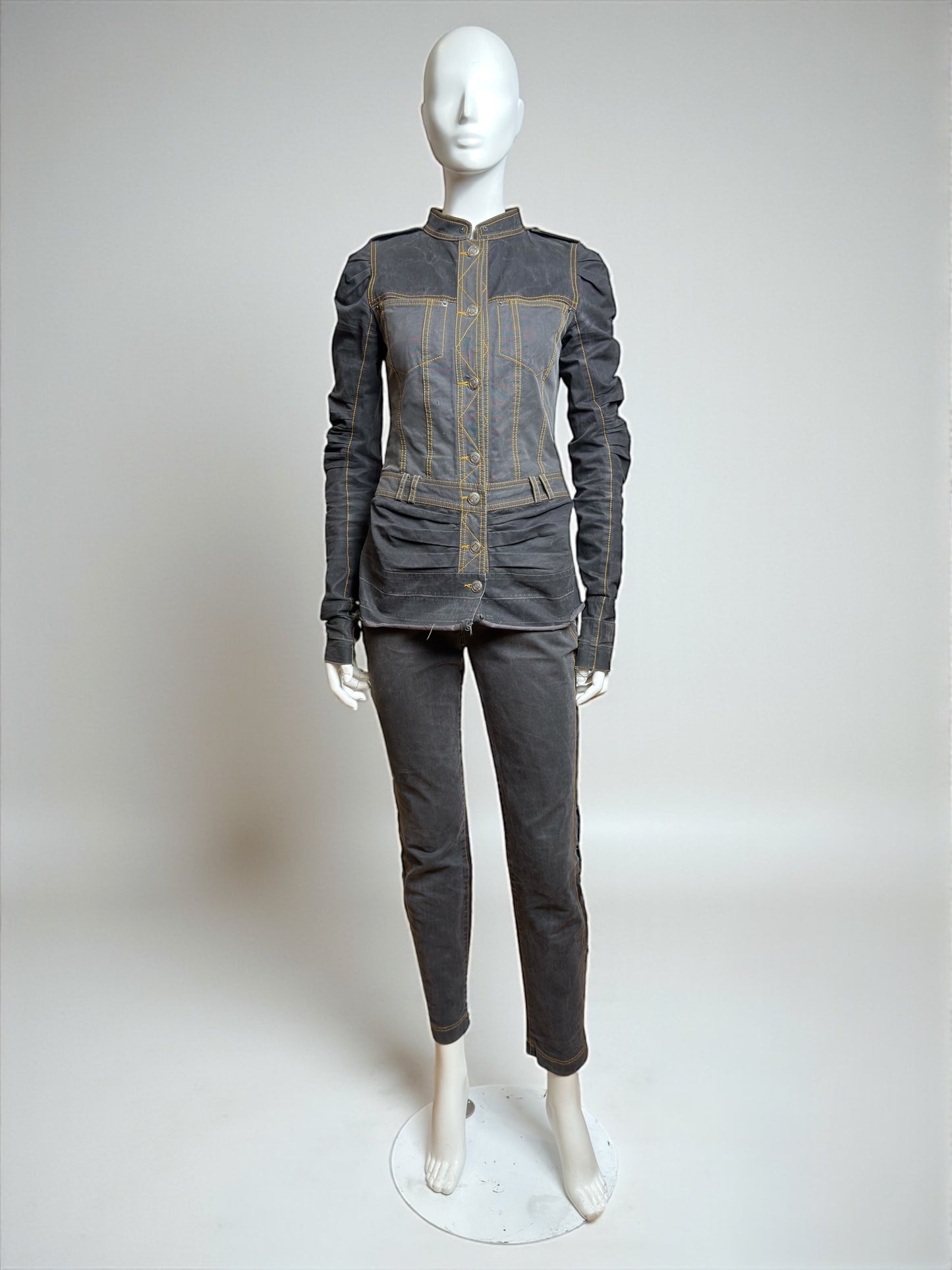 John Galliano S/S 2006 Runway Denim and Tulle Jacket, Jeans & Skirt Ensemble