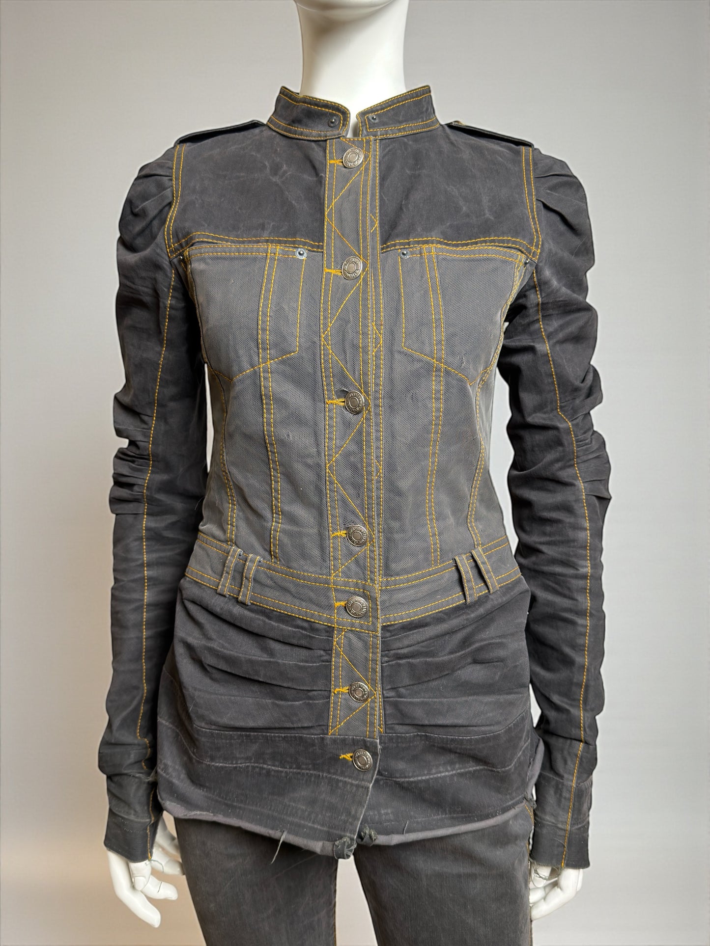 John Galliano S/S 2006 Runway Denim and Tulle Jacket, Jeans & Skirt Ensemble