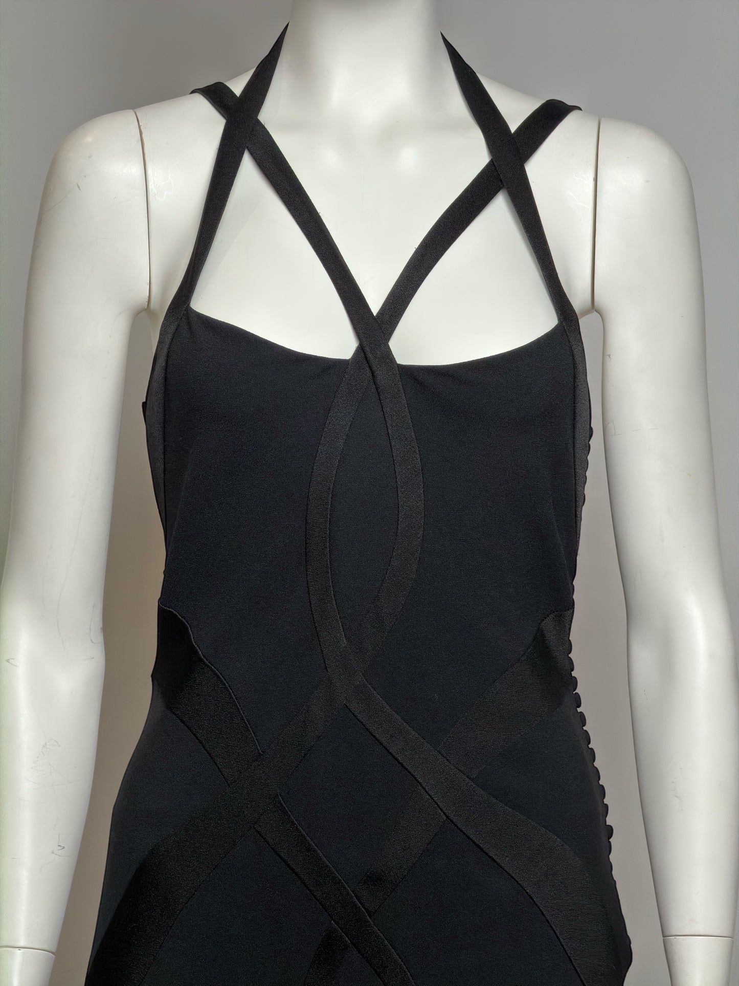 Christian Dior by John Galliano F/W 2004 Black Bias-But Evening Gown