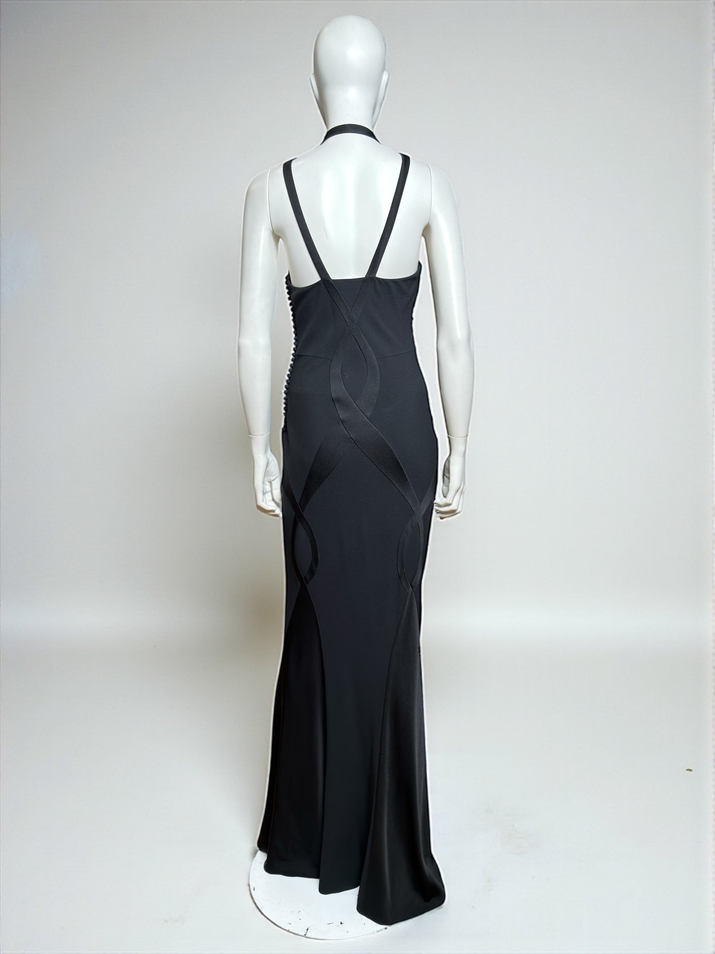 Christian Dior by John Galliano F/W 2004 Black Bias-But Evening Gown