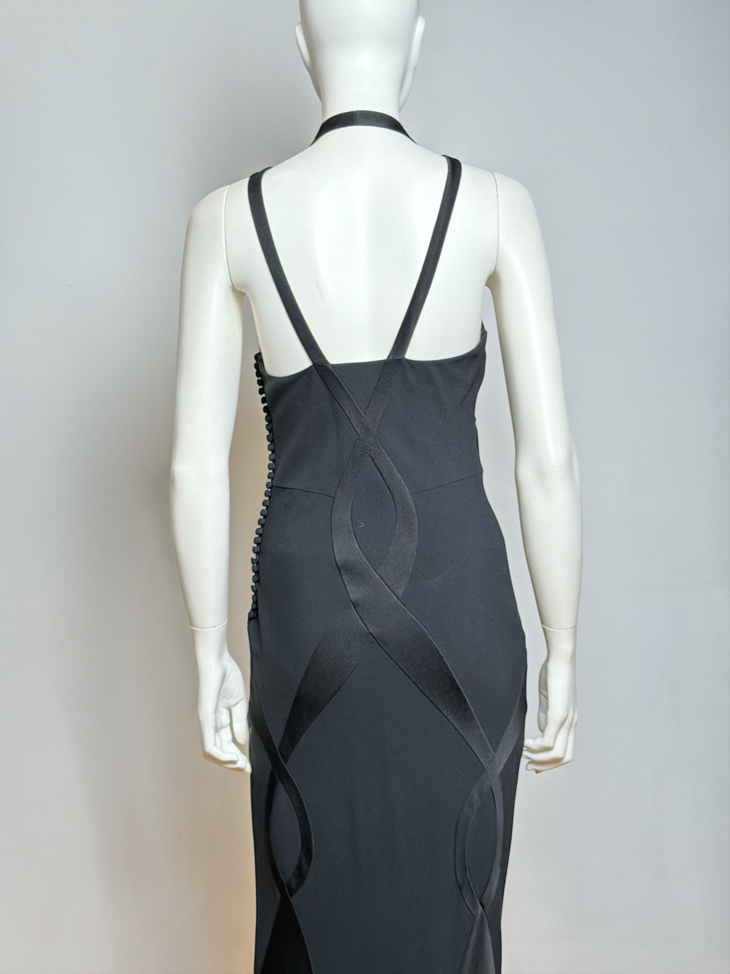 Christian Dior by John Galliano F/W 2004 Black Bias-But Evening Gown