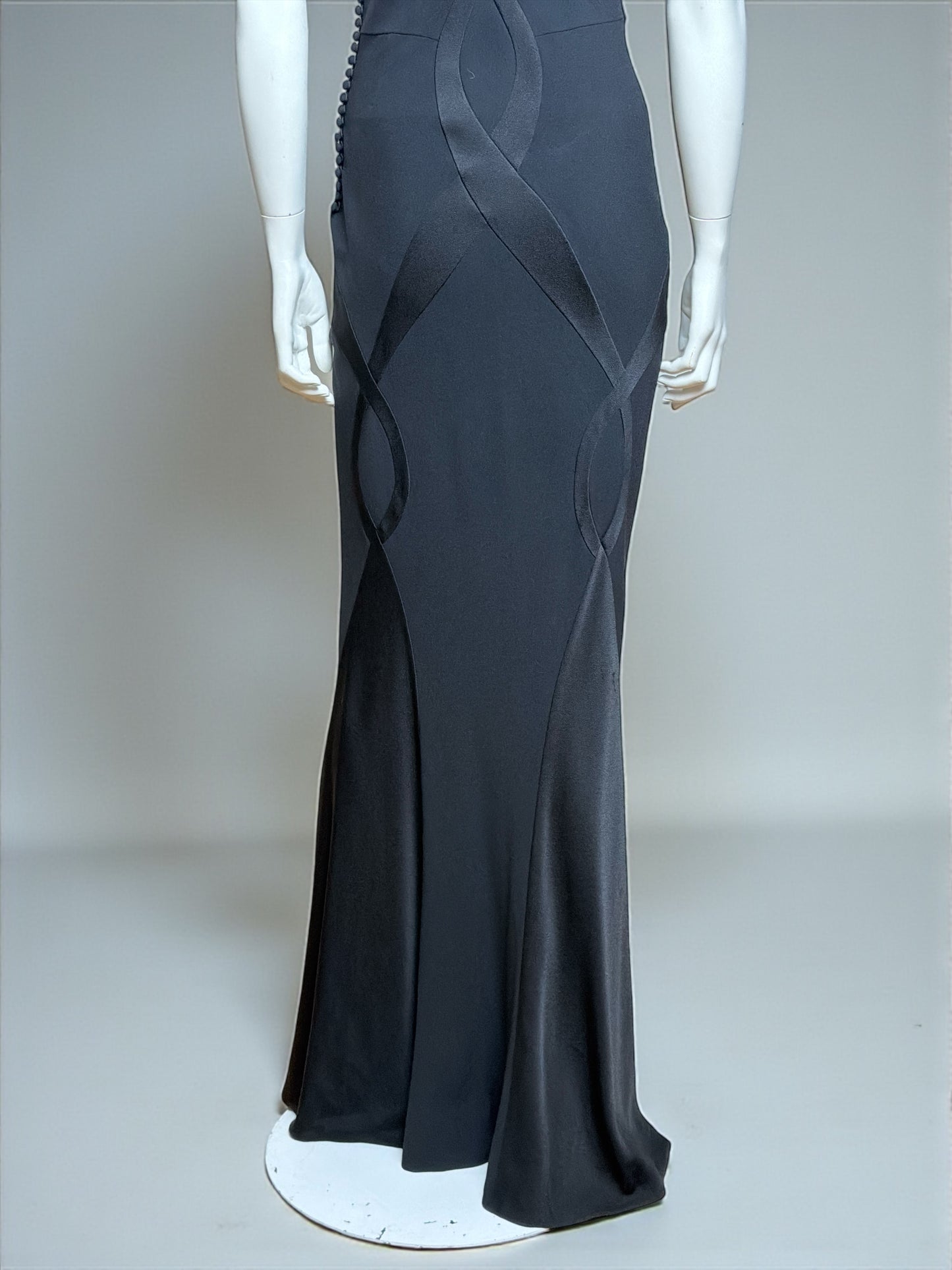 Christian Dior by John Galliano F/W 2004 Black Bias-But Evening Gown