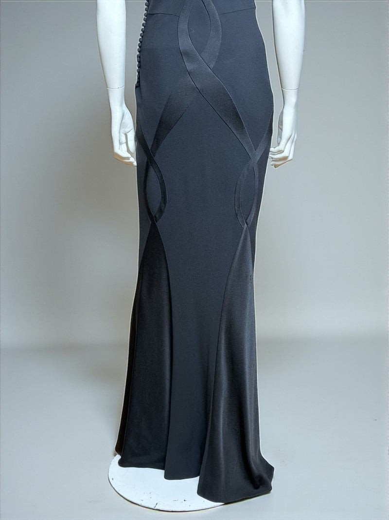 Black bias-cut evening gown by Christian Dior, John Galliano F/W 2004, length view