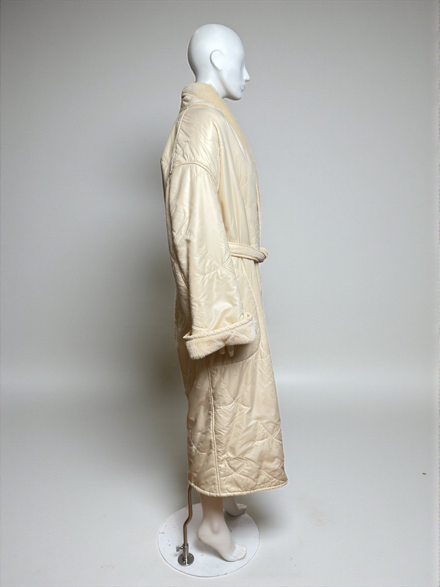 Thierry Mugler 1980s White Shearling Fleece Bathrobe Coat