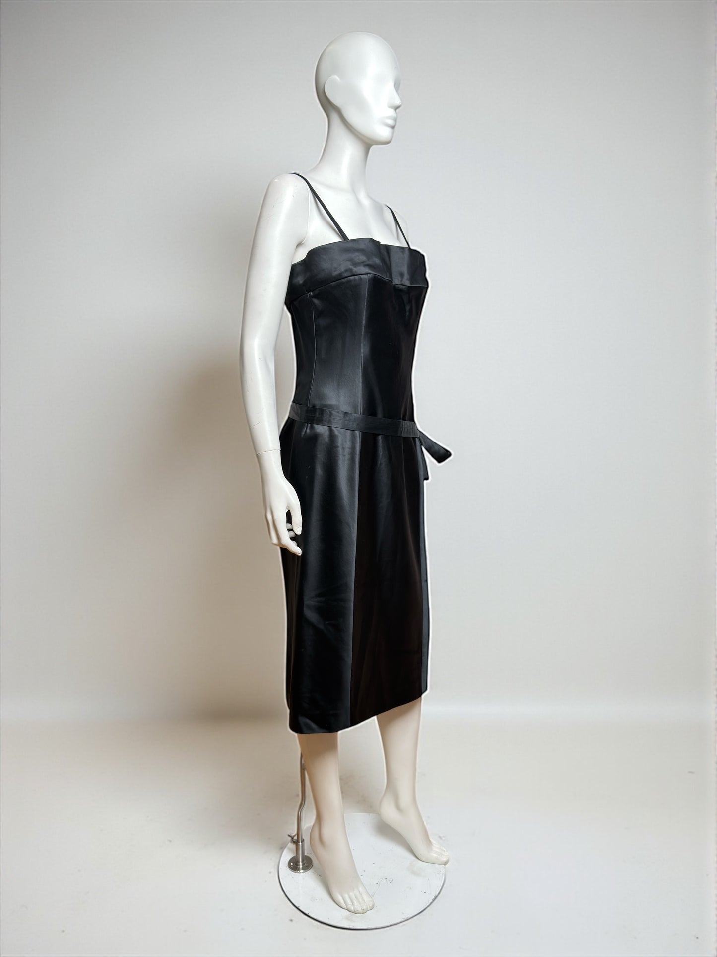 Gucci by Tom Ford S/S 2001 Corset Strapless Black Satin Midi Dress