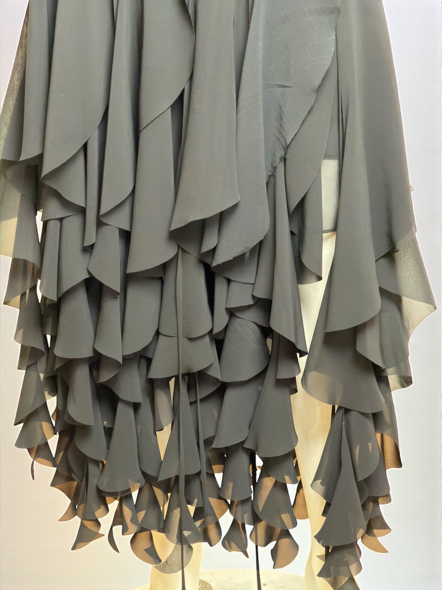 Yves Saint Laurent by Tom Ford S/S 2003 Black Jersey Top & Tiered Chiffon Skirt