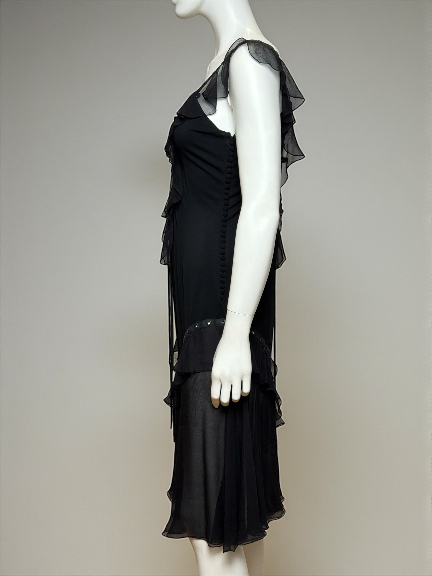 Christian Dior by John Galliano S/S 2003 Black Bondage Lace Silk Mini Dress