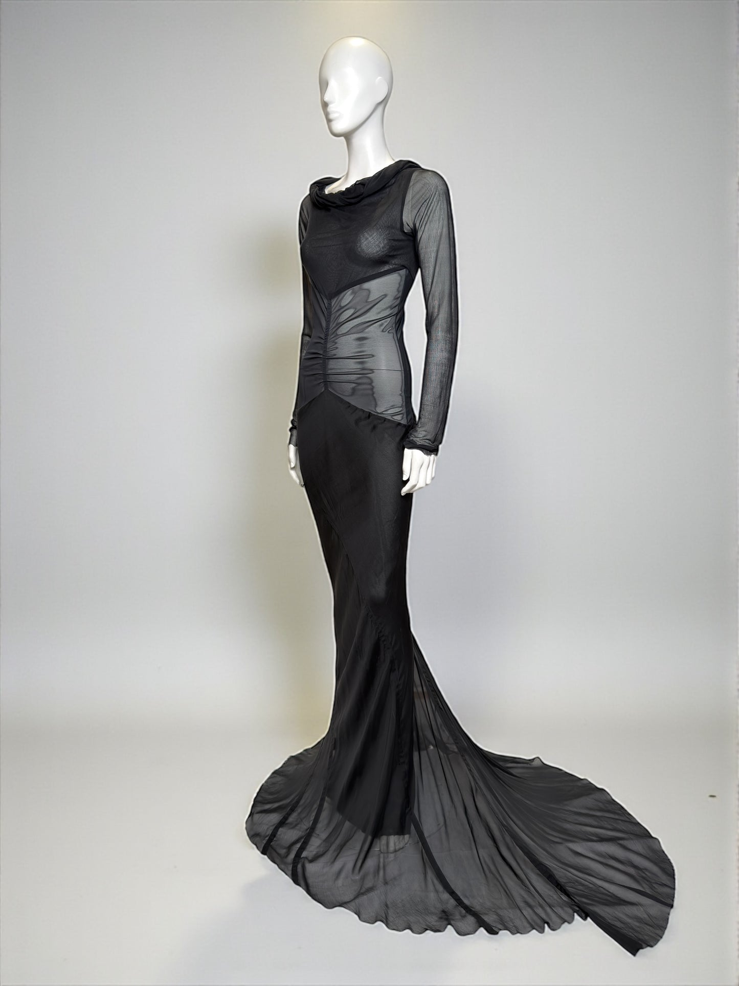 Rick Owens S/S 2006 Tungsten Black Silk Evening Mermaid Gown