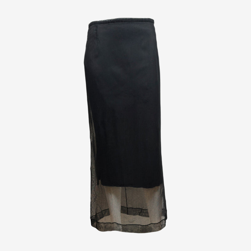 Dolce & Gabbana S/S 1998 Black Sheer Mesh Midi Skirt