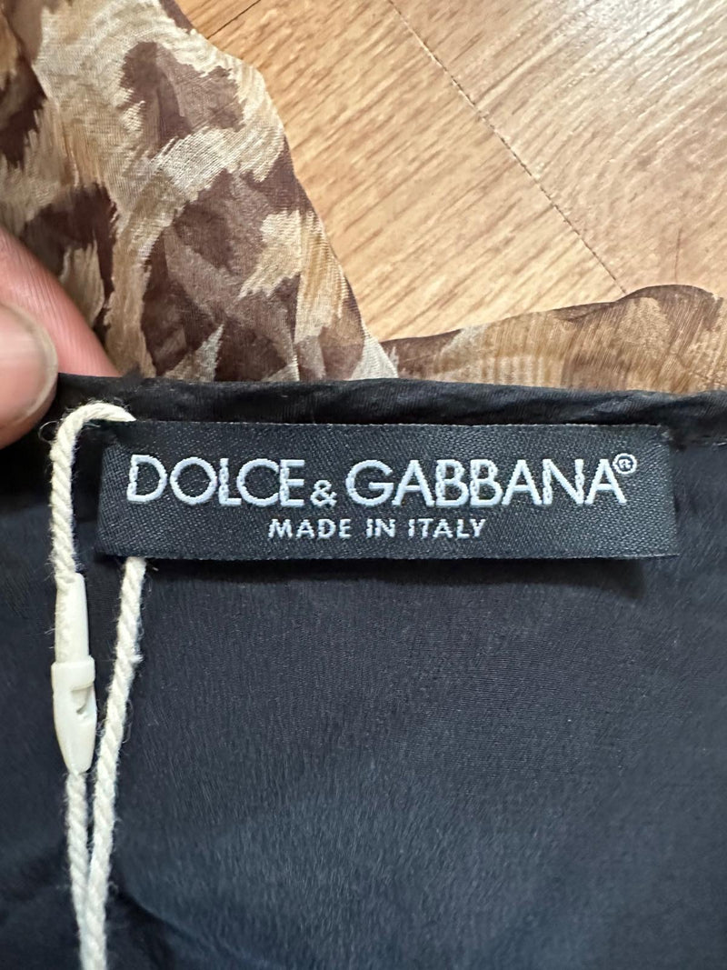 Dolce & Gabbana S/S 2005 Leopard-Print Sheer Asymmetric Ruffled Midi Skirt