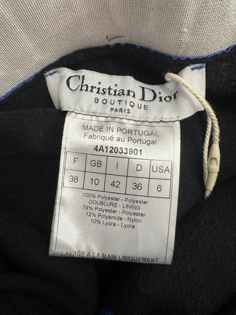 Blue nylon technical mini skirt by Christian Dior, elasticated hem and interior lining detail