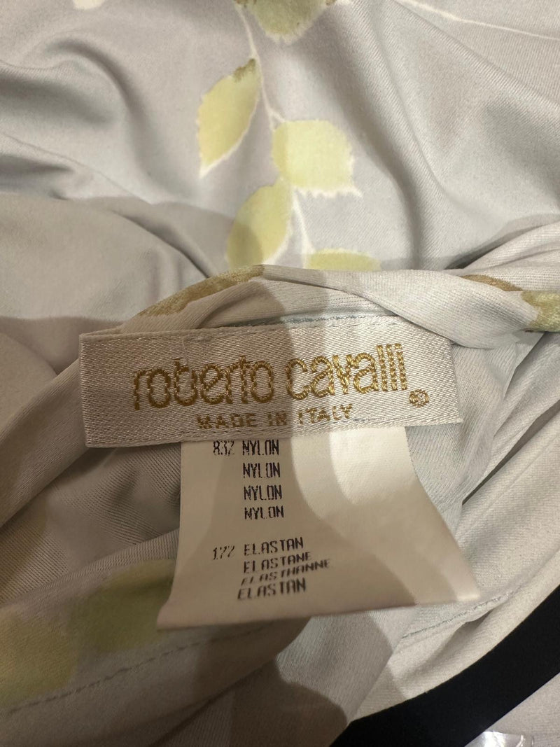 Roberto Cavalli S/S 1998 Grey Cherry Blossom Print Wrap Midi Skirt