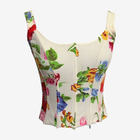 Dolce & Gabbana F/W 1997 Boned Silk Floral Corset Top