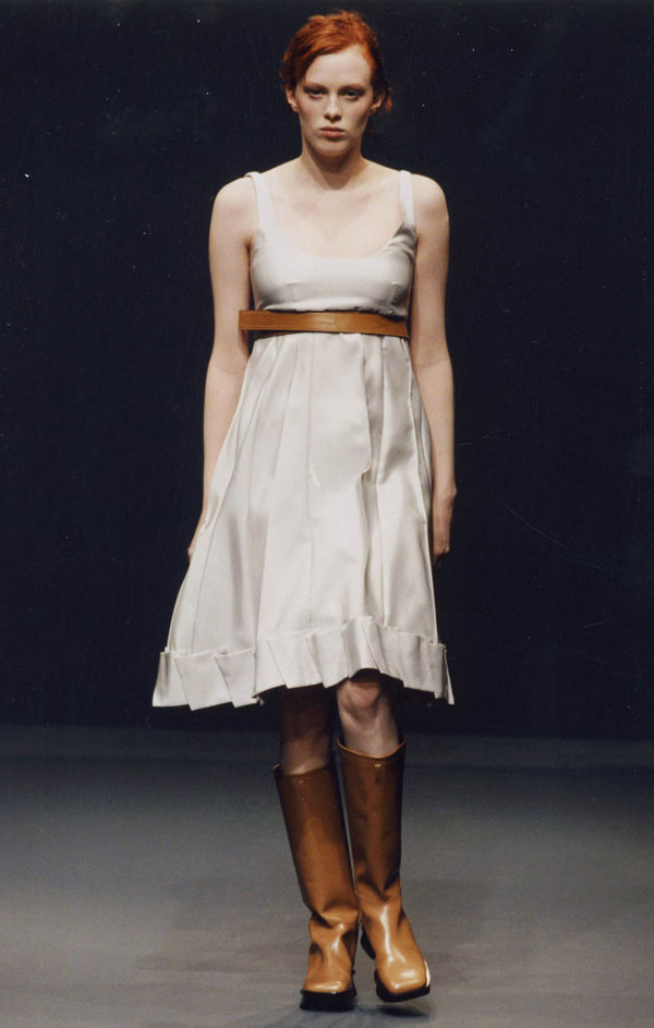 Prada S/S 1999 Grey Silk Sheer Empire Waist Dress