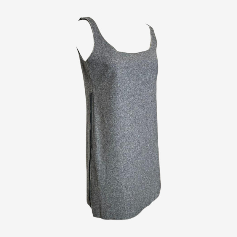 Grey knit dress by Miu Miu, full-length view with lace-up sides