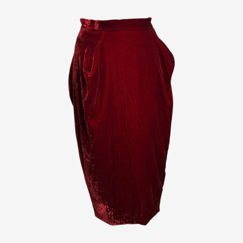 Vivienne Westwood F/W 2002 Red Velvet Draped Skirt
