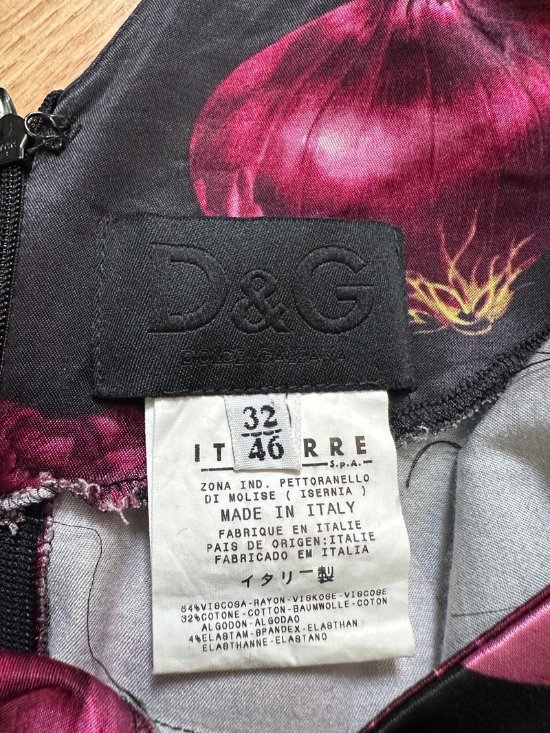 D&G S/S 1999 Black Onion-Print Satin Mini Dress