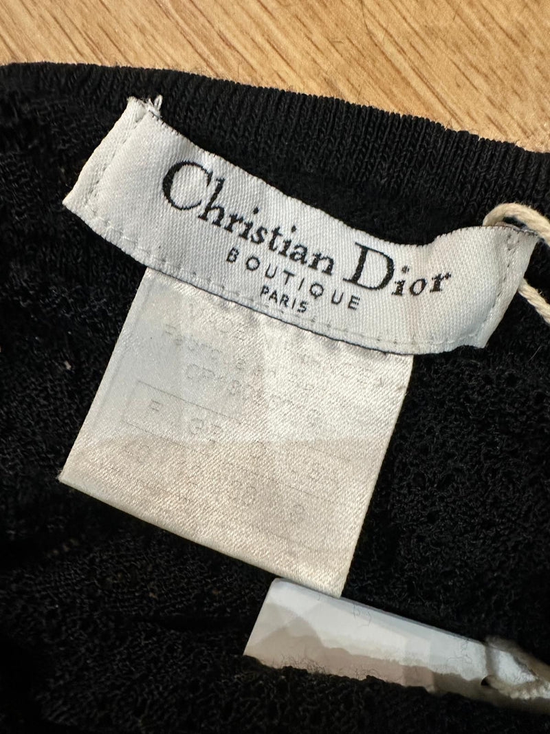 Black knitted camisole by Dior, full length view showing slim silhouette