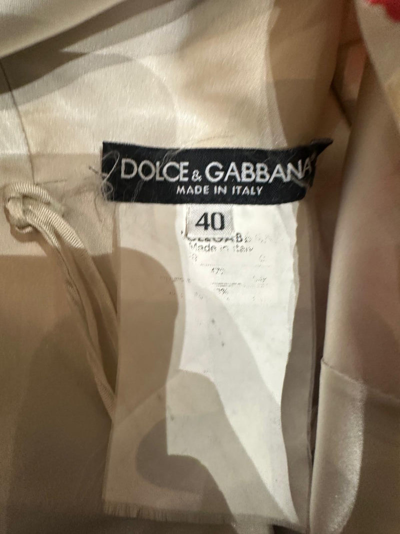 Dolce & Gabbana S/S 2005 Ivory Satin Floral Bodycon Mini Dress
