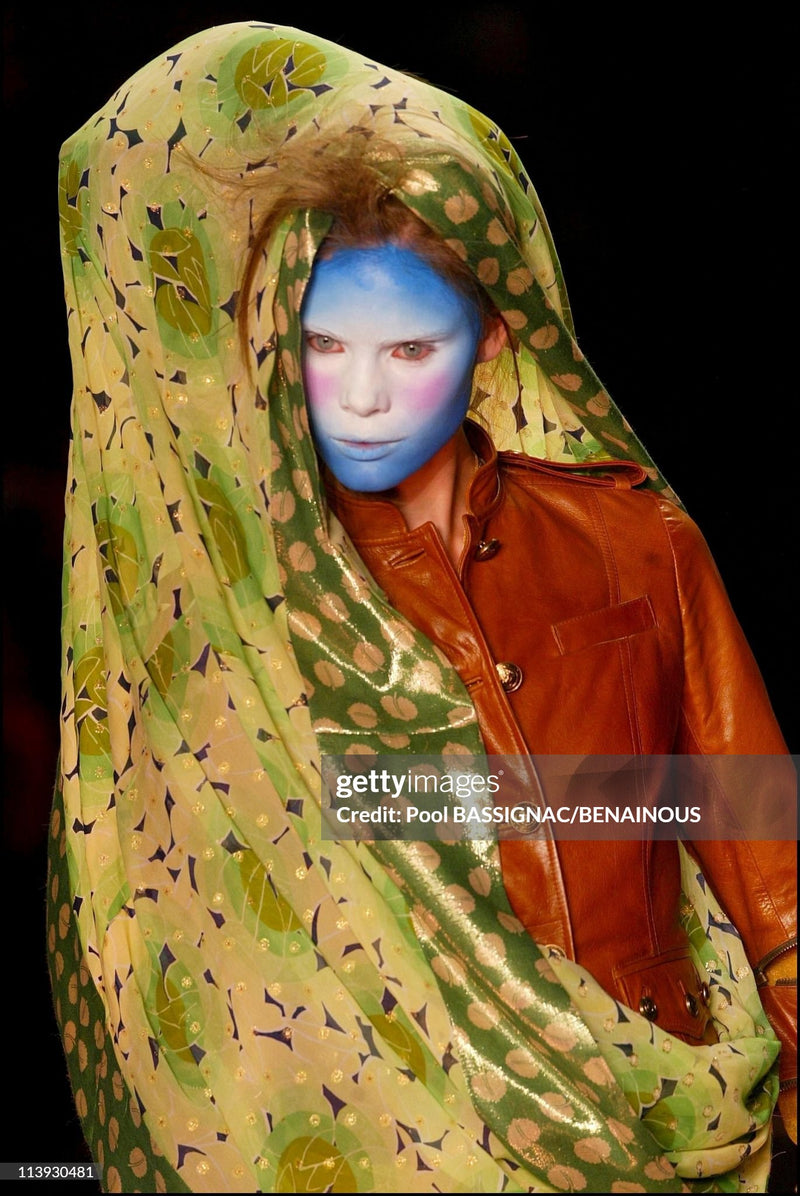 John Galliano S/S 2003 Indian Summer collection runway presentation with sari-inspired styling