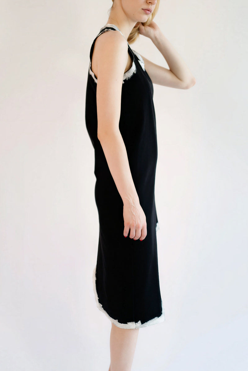 Comme Des Garçons S/S 1992 Black Hand-Painted Asymmetric Hem Sleeveless Dress