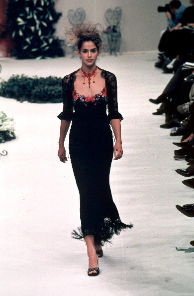 Lolita Lempicka S/S 1999 Embroidered Floral Slip Fringed Dress