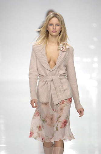Blumarine SS2002 Rose Print Silk Chiffon Wrap Skirt