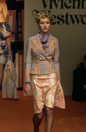Vivienne Westwood S/S 2001 Pink Floral And Feather-Print Panelled A-Line Midi Skirt
